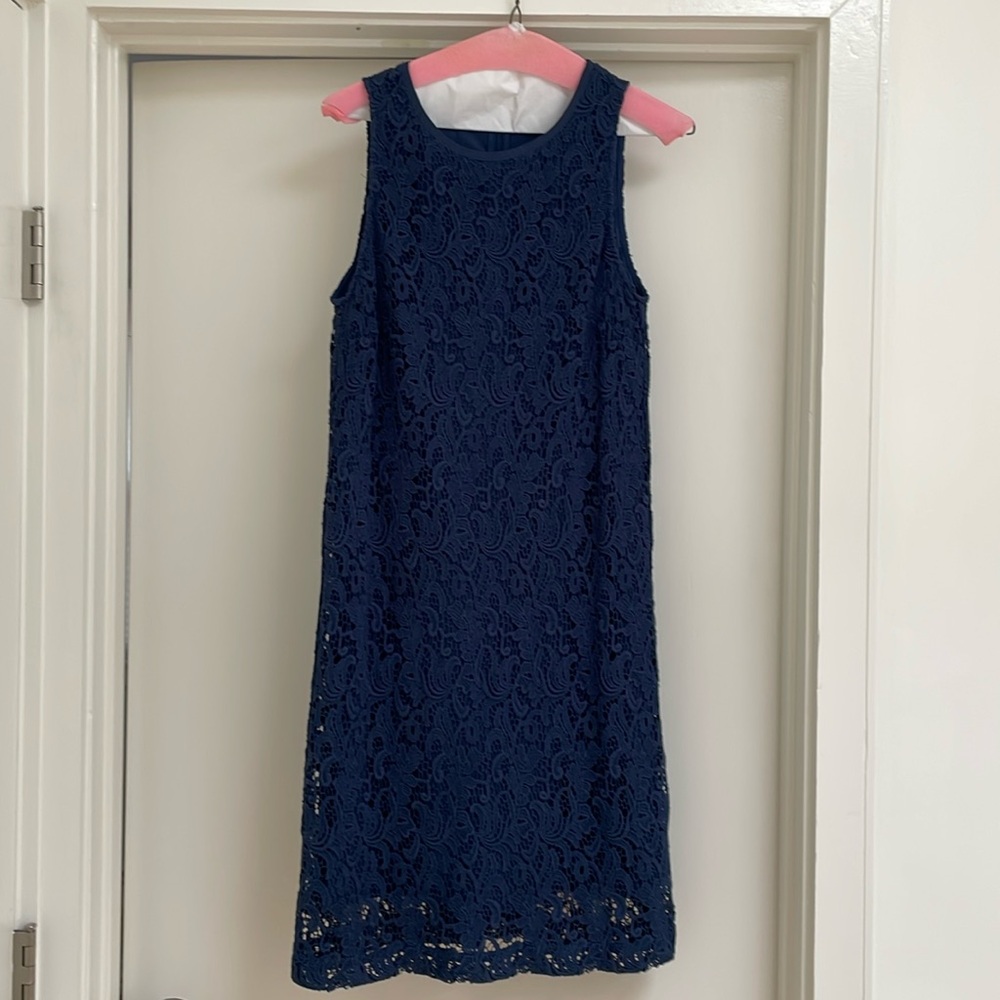 LOFT Sheath Dress in Navy Lace